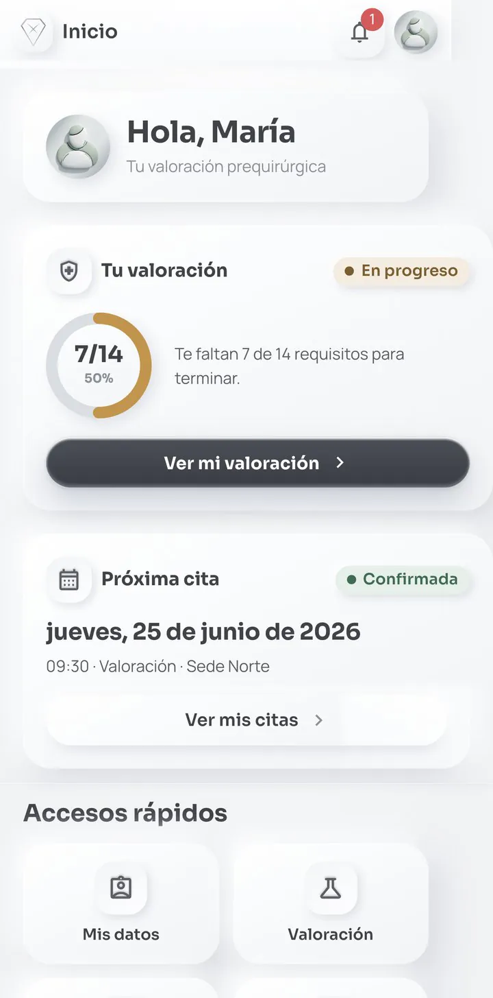 Portal del paciente SURGICX: inicio